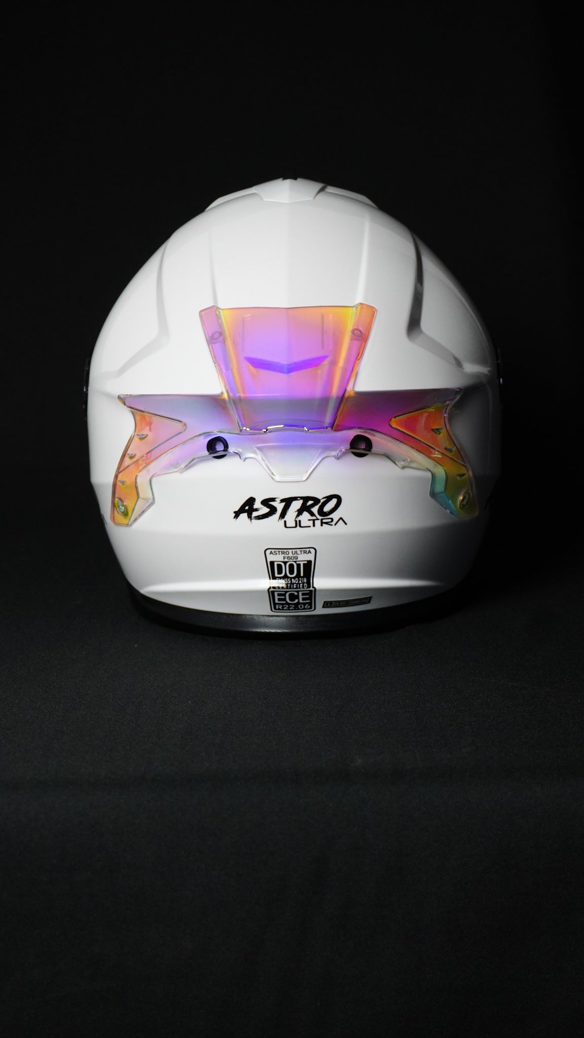 CASCO ¨ASTRO ULTRA¨BLANCO/ SPOILER ROSA TORNASOL